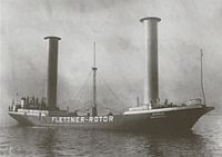 Segelfrachtschiff Buckau mit Flettner Rotoren